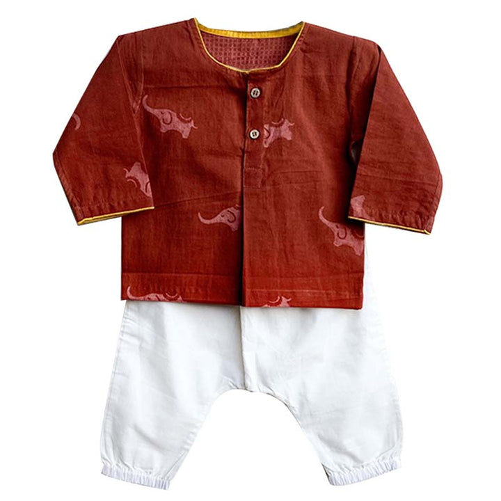 UNISEX ORGANIC MADDER KURTA + WHITE PANTS