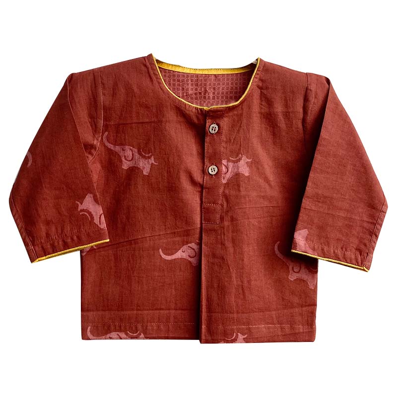 UNISEX ORGANIC MADDER KURTA + WHITE PANTS