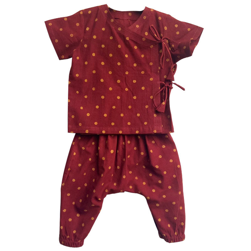 UNISEX ORGANIC MADDER RAIDANA PRINT KURTA +  PANTS