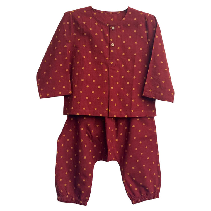 UNISEX ORGANIC MADDER RAIDANA PRINT KURTA +  PANTS