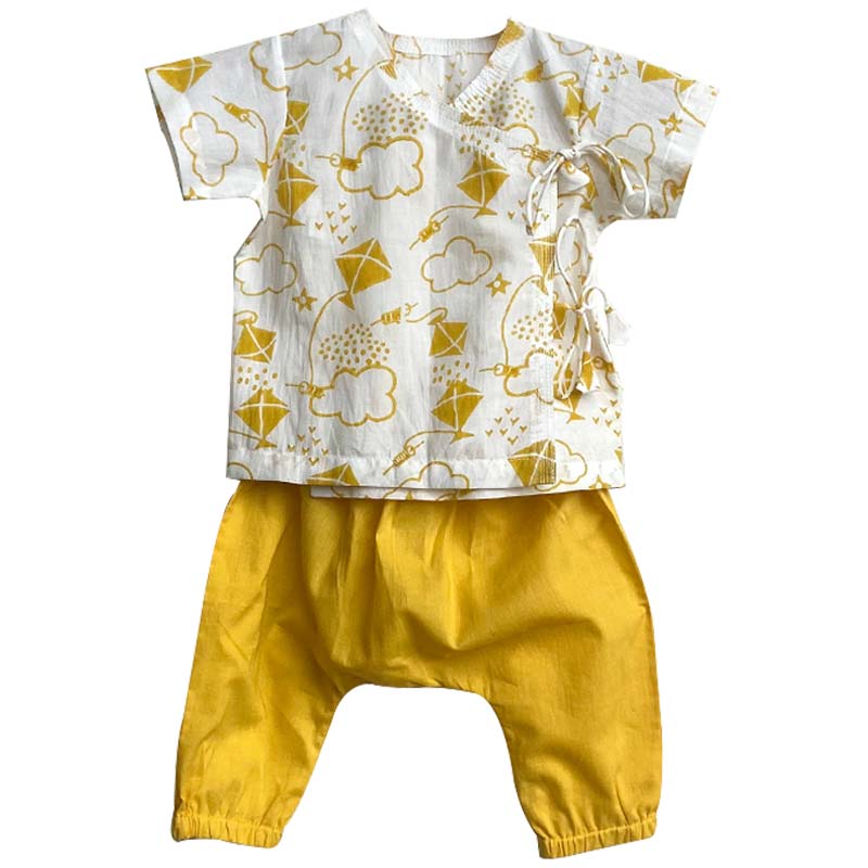 UNISEX ORGANIC PATANG ANGARAKHA WITH YELLOW PANTS