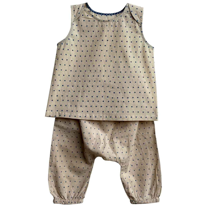 UNISEX ORGANIC ZOO INDIGO RAIDANA JHABLA WITH MATCHING PANTS