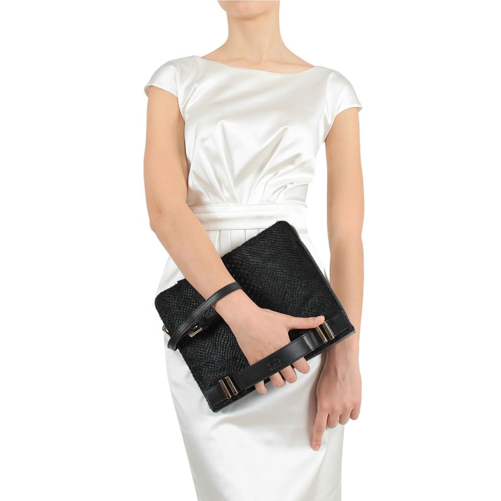 ASCOT PYTHON PRINT BAG BLACK