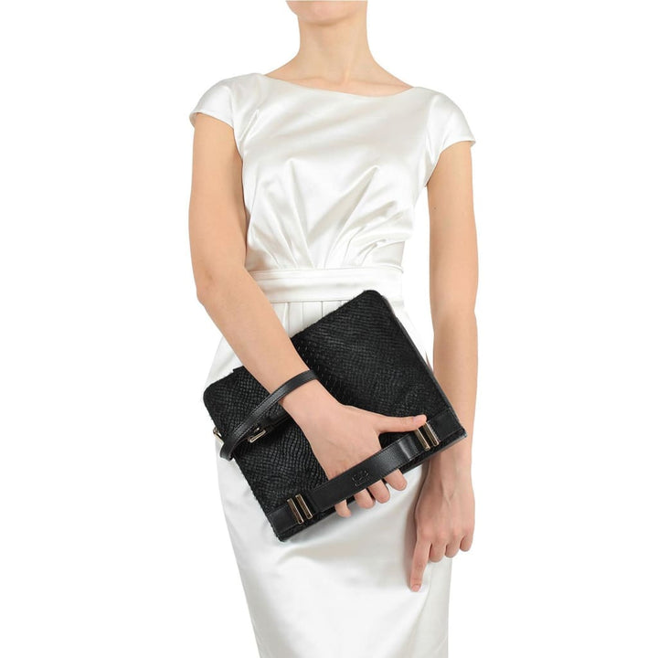 ASCOT PYTHON PRINT BAG BLACK