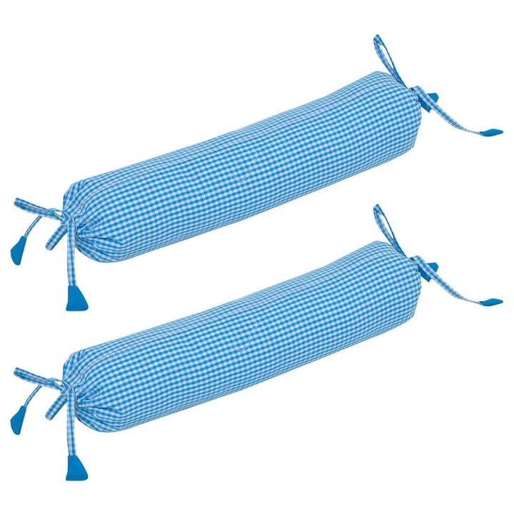 Baby Bolster Cover Set without Fillers Blue Checks