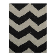 BLACK AND WHITE CHEVRON HAND WOVEN DHURRIE