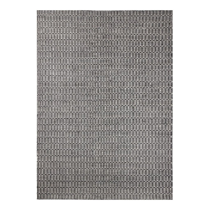 BLACK AND WHITE GEOMETRIC HAND WOVEN DHURRIE