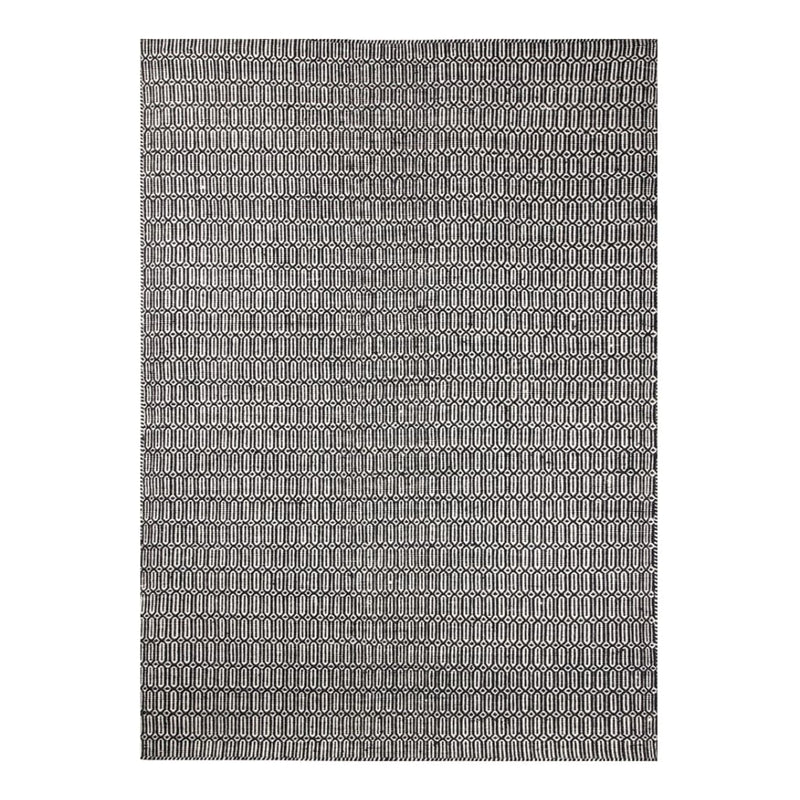 BLACK AND WHITE GEOMETRIC HAND WOVEN DHURRIE