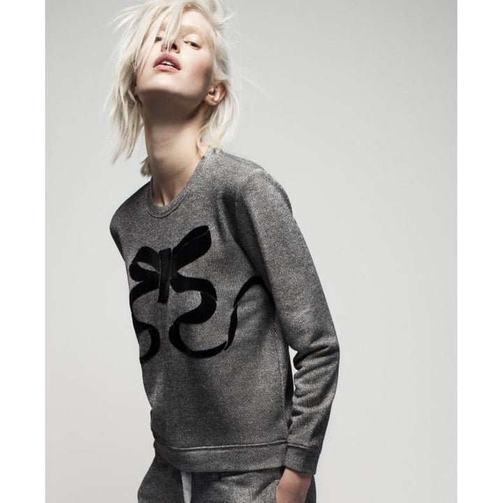 BOW - LUREX SWEAT WITH FLOCK PRINT