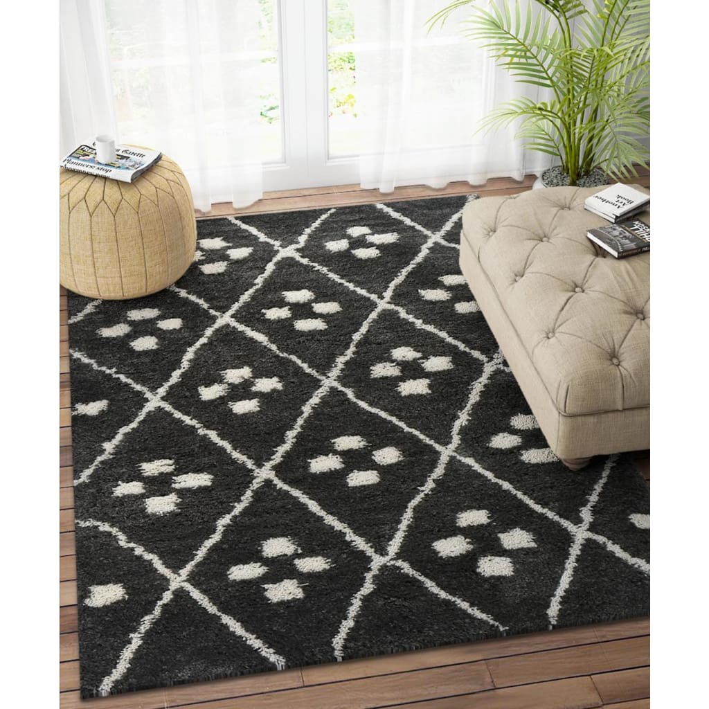 Charcoal White Tribal Carpet