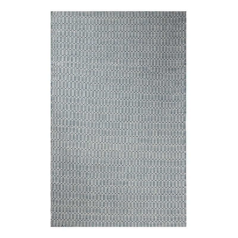 DARK GREEN GEOMETRIC HAND WOVEN DHURRIE