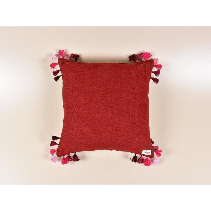 MARLOW CUSHION COVER - RED AND NATURAL
