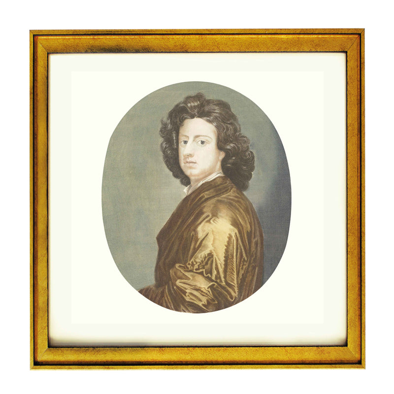 Portrait of Van de schilder Gottfried Kneller, Johannes Jacobsz van den Aveele (attributed to), after Gottfried Kneller by Johan Teyle art print