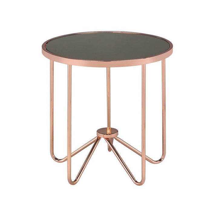 Rose Gold and Bronze Glass Top End Table